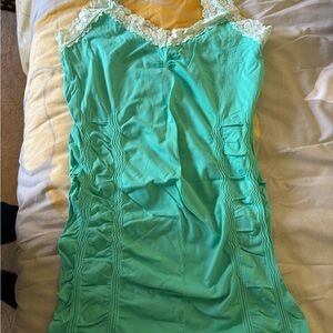 Kismet Turquoise Slip with Ivory Lace Trim